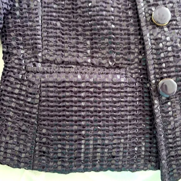NWOT Carlisle Textured Dark Purple Lined Blazer. Decorative Buttons. Size 6 - Picture 7 of 14